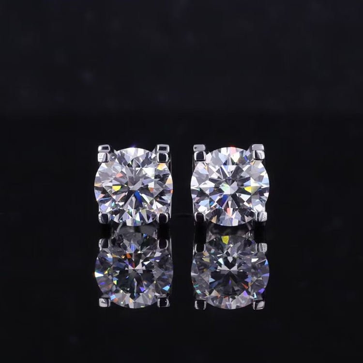SGARIT 2CT VS D Lab Grown Diamond 18K White Real Gold Four Prongs Classic Women Earrings Fine Jewelry Diamond Wedding Engagement