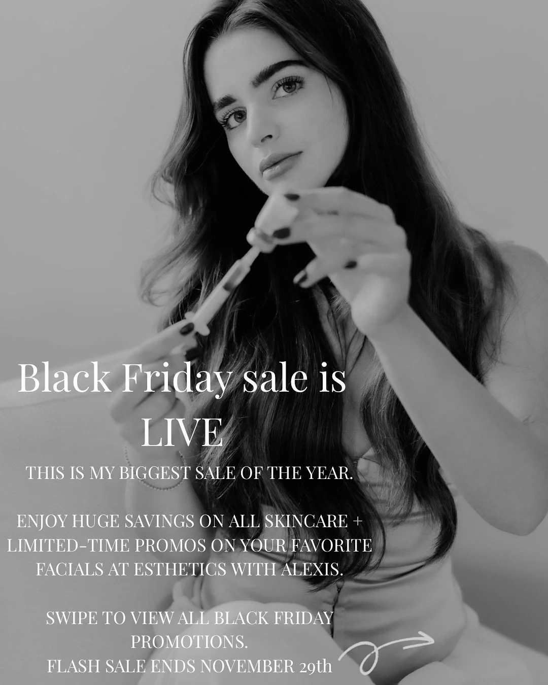 BLACK FRIDAY IS LIVE ✨🖤
My biggest treatment savings of the year are officially here!
All packages + facial bundles are now available to pre purchase and can be redeemed anytime through the holidays 

( Buy now, use later &mdash; the discount only a