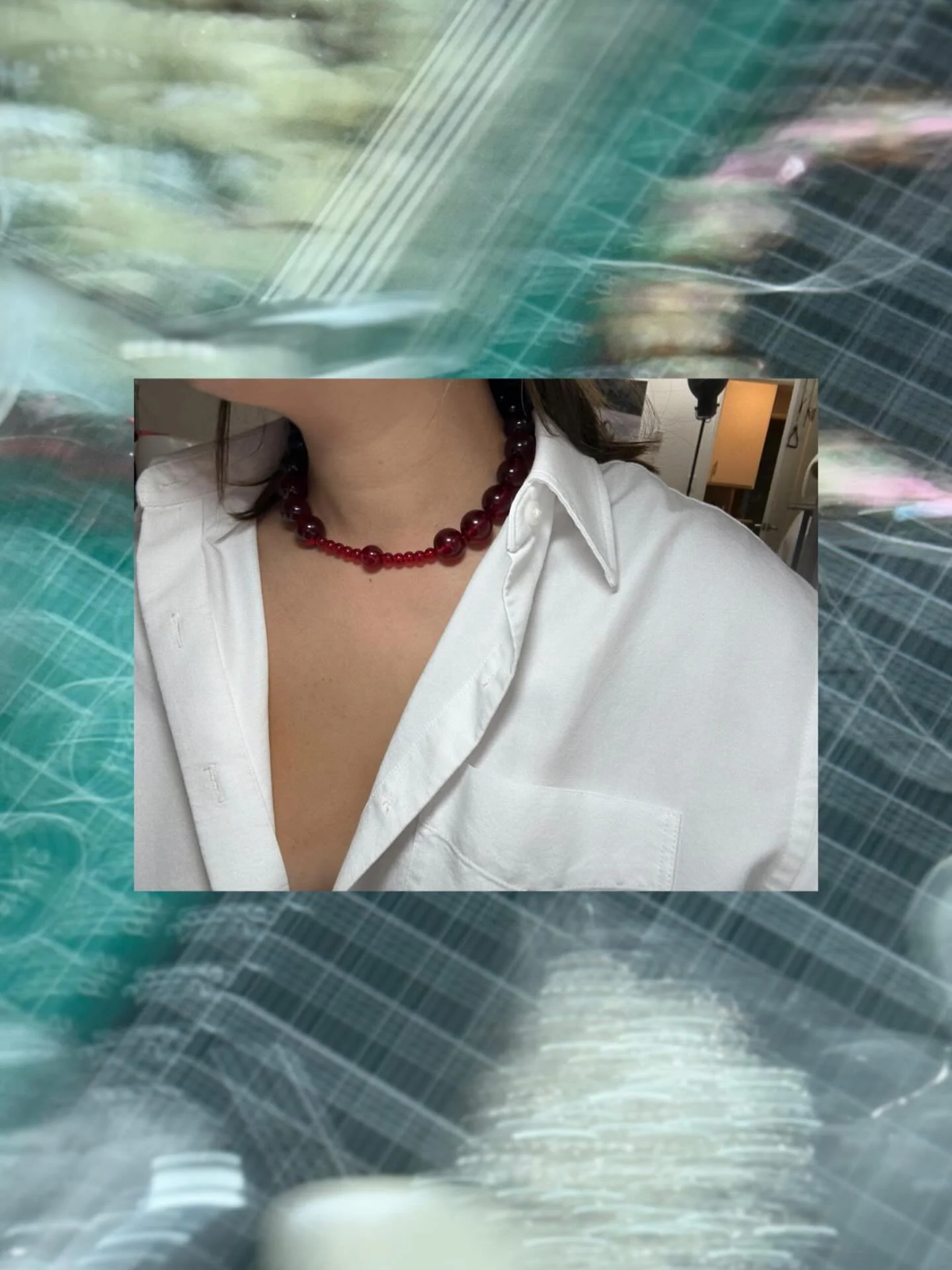 SCAPE 02 in red &mdash; Shop online at xpncr.com or schedule a private appointment to purchase in person.