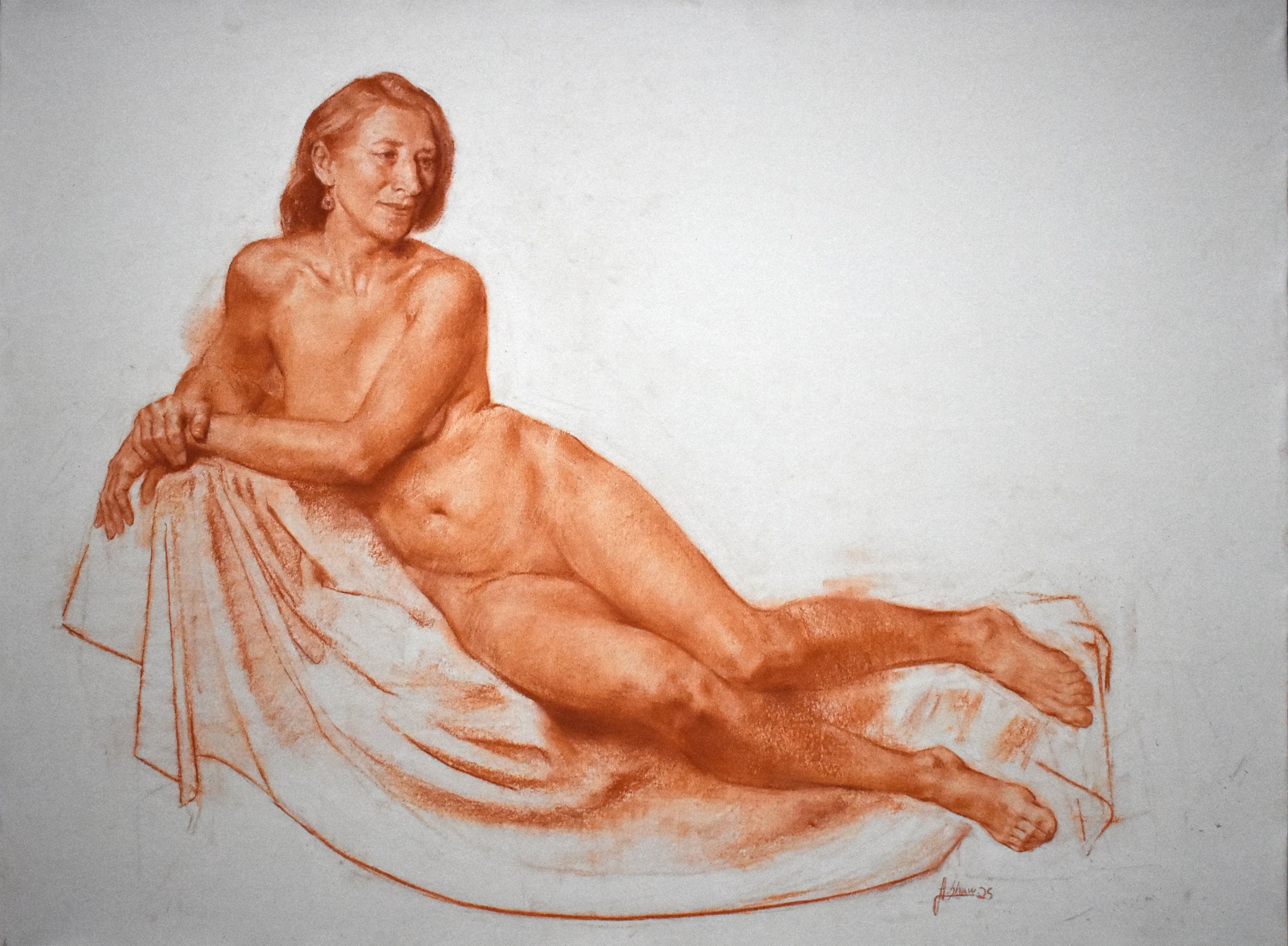 Reclining Figure
Sanguine and red chalk on Paper
80x60cm
2025