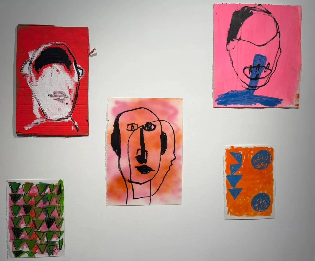 5er Block (variable Grössen), Mixed Media auf Karton und Papier, 2026 (Verkauft)