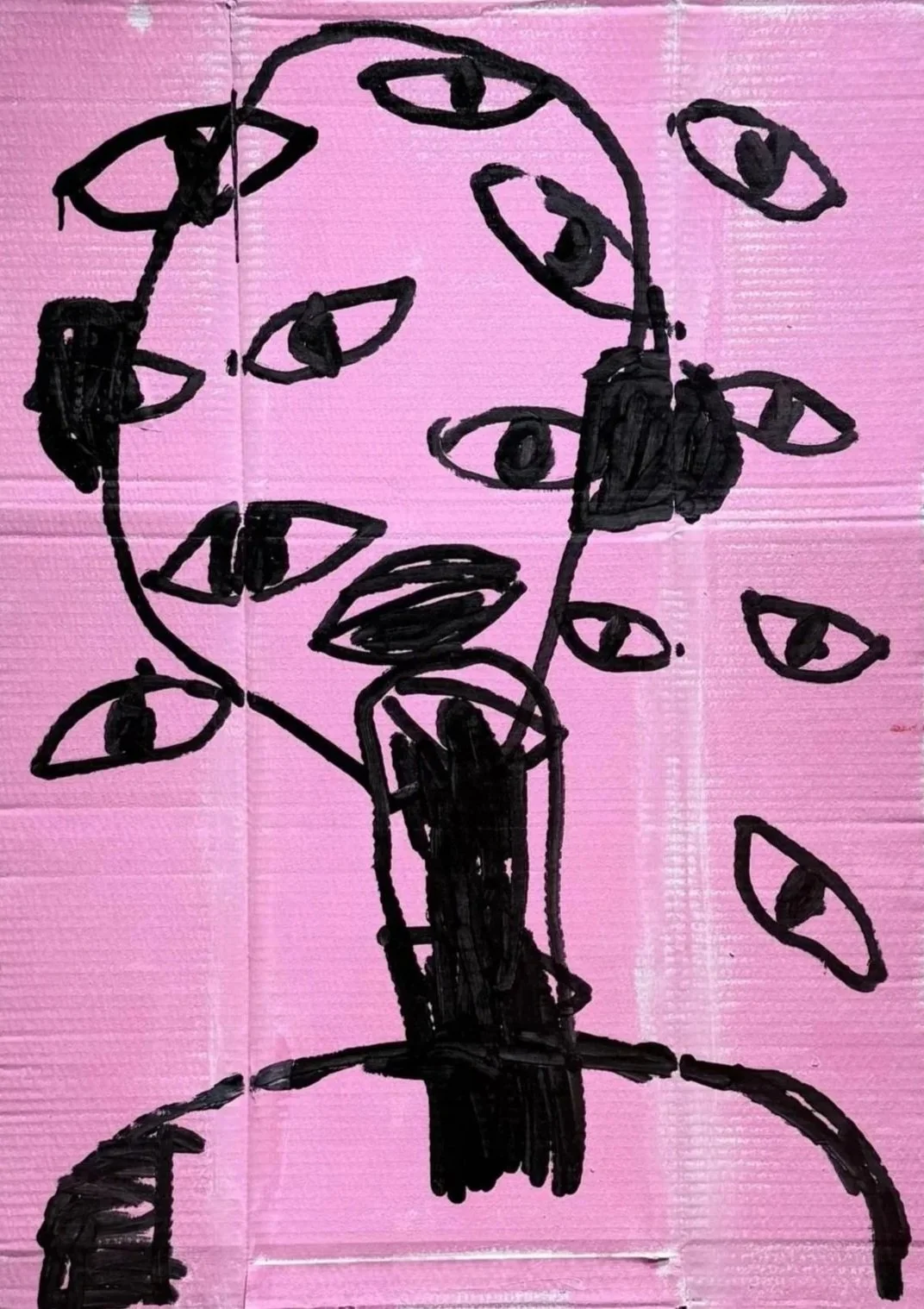 Auge um Auge, H 85 cm x B 60 cm, Mixed Media auf Karton, 2026 (Verkauft)