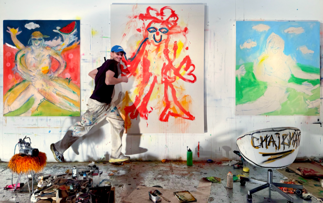 Ohne Titel, 2026, Mixed Media auf Leinwand, H 100 cm x B 70 cm