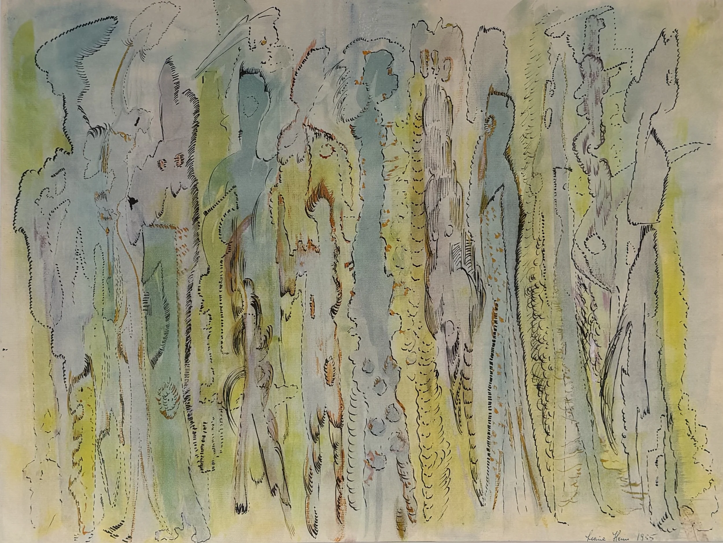Ohne Titel, 1955, Wasserfarben und Tusche auf Papier - H 46 cm x B 60 cm