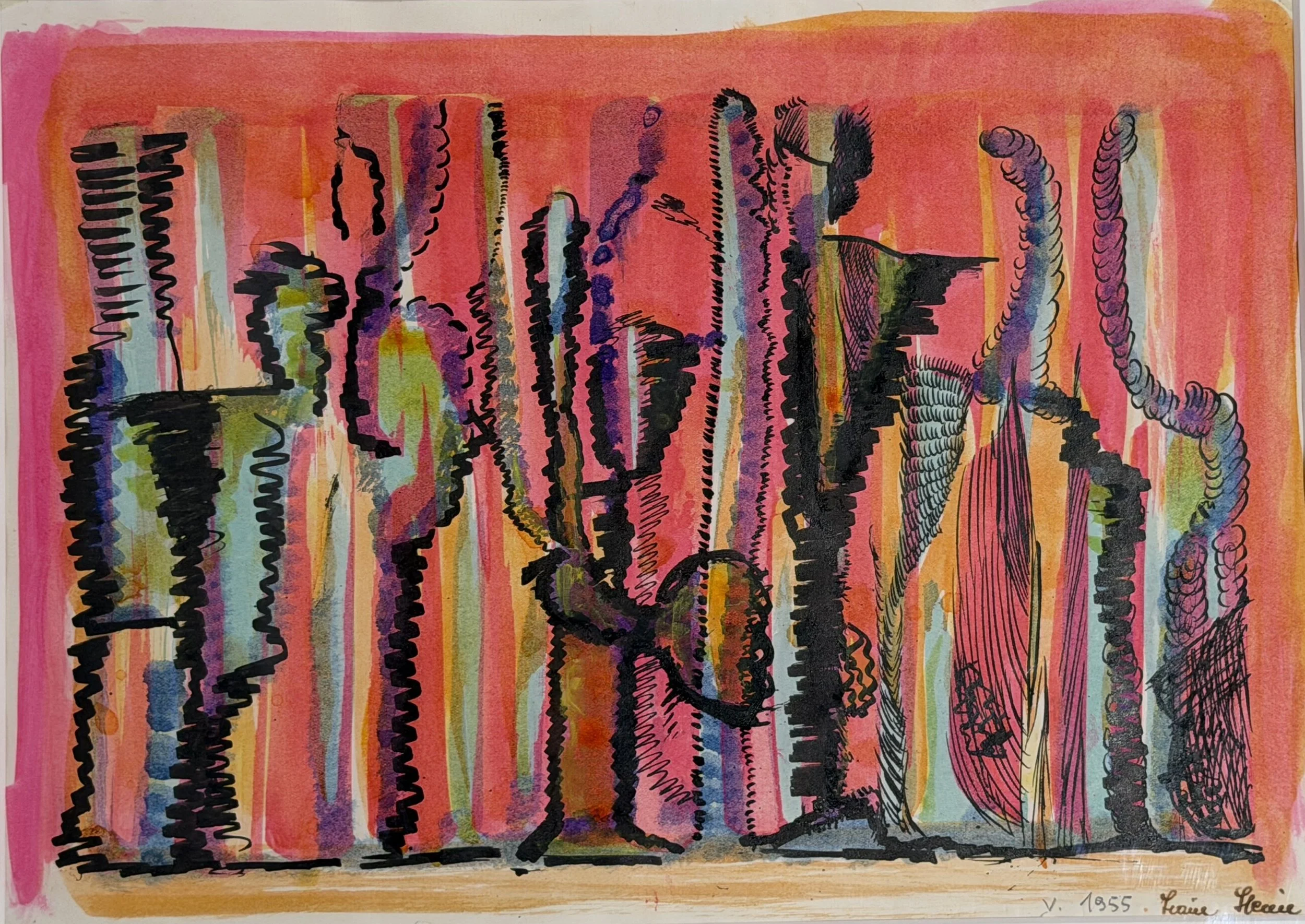 Ohne Titel, 1955, Wasserfarben und Tusche auf Papier - H 23 cm x B 32 cm