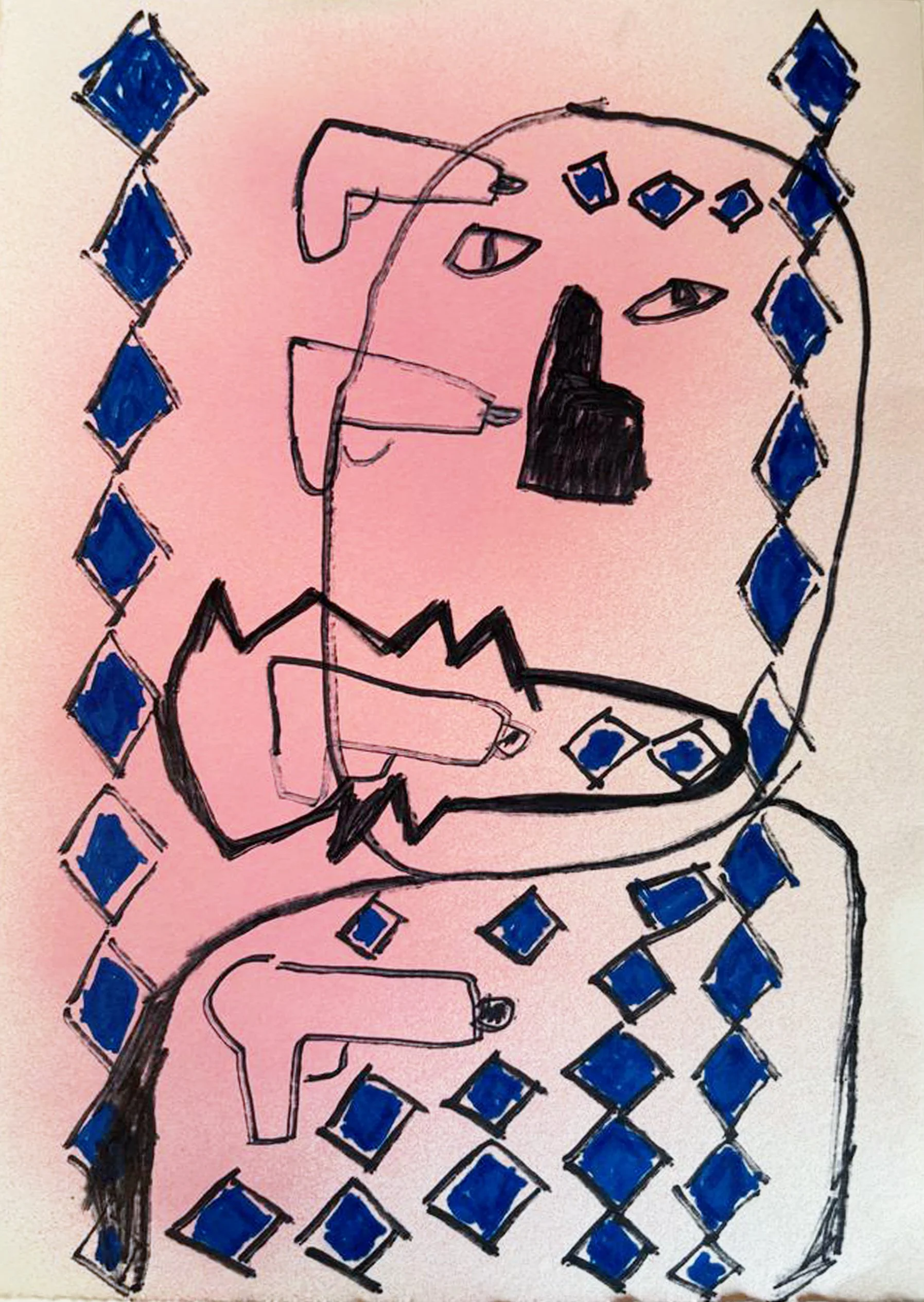 Zeichnung, 2026, Mixed Media auf Papier - H 36 cm x B 26 cm