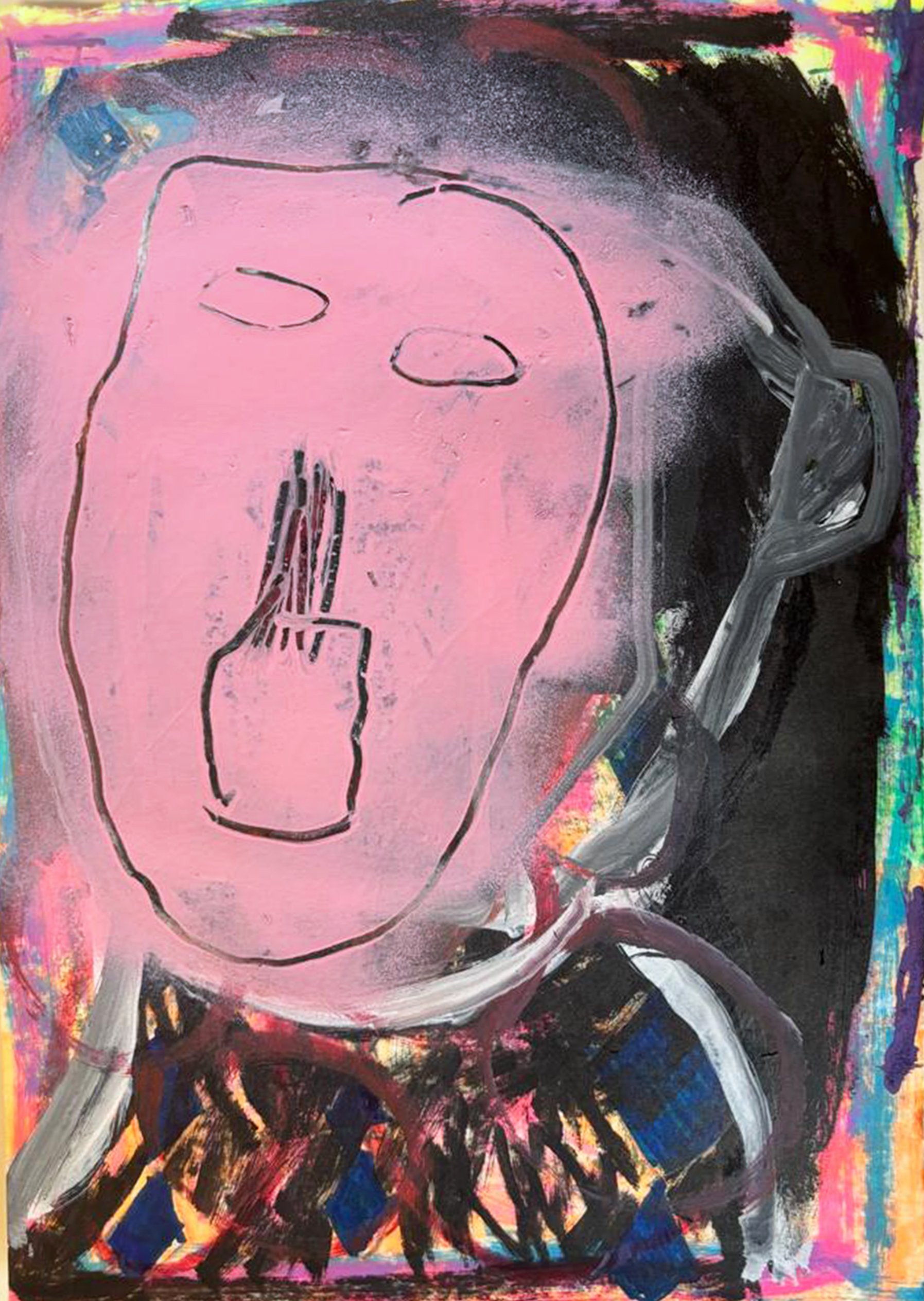 Zeichnung, 2026, Mixed Media auf Papier - H 36 cm x B 26 cm