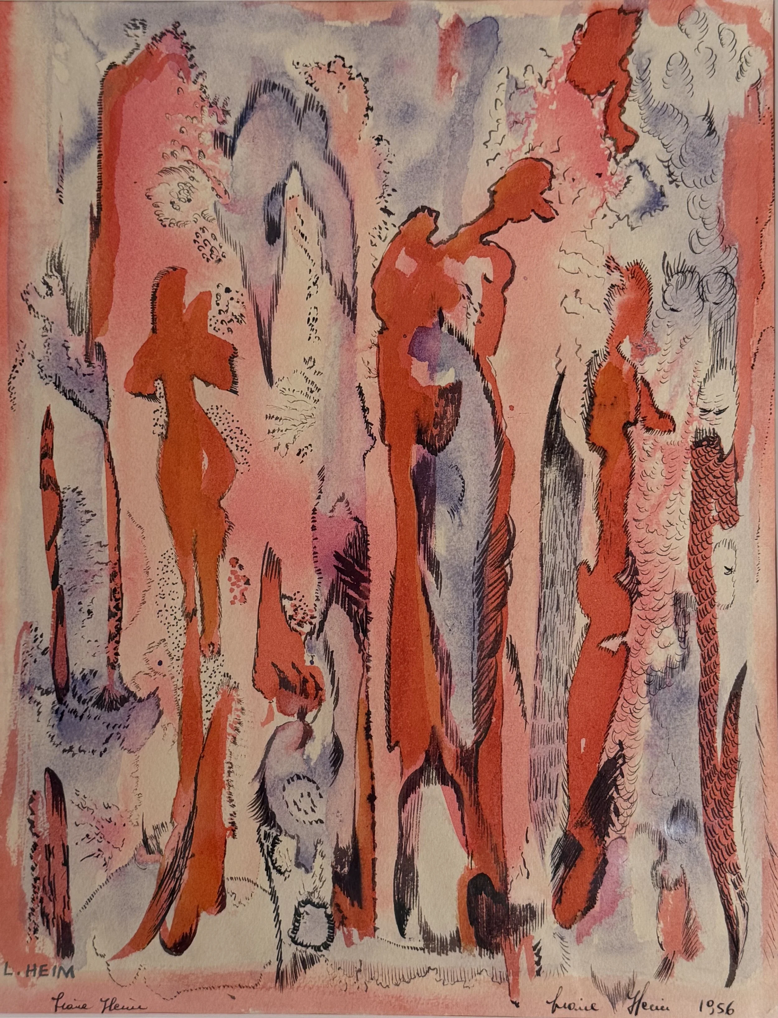 Ohne Titel, 1955, Wasserfarben und Tusche auf Papier - H 30.5 cm x B 39.5 cm