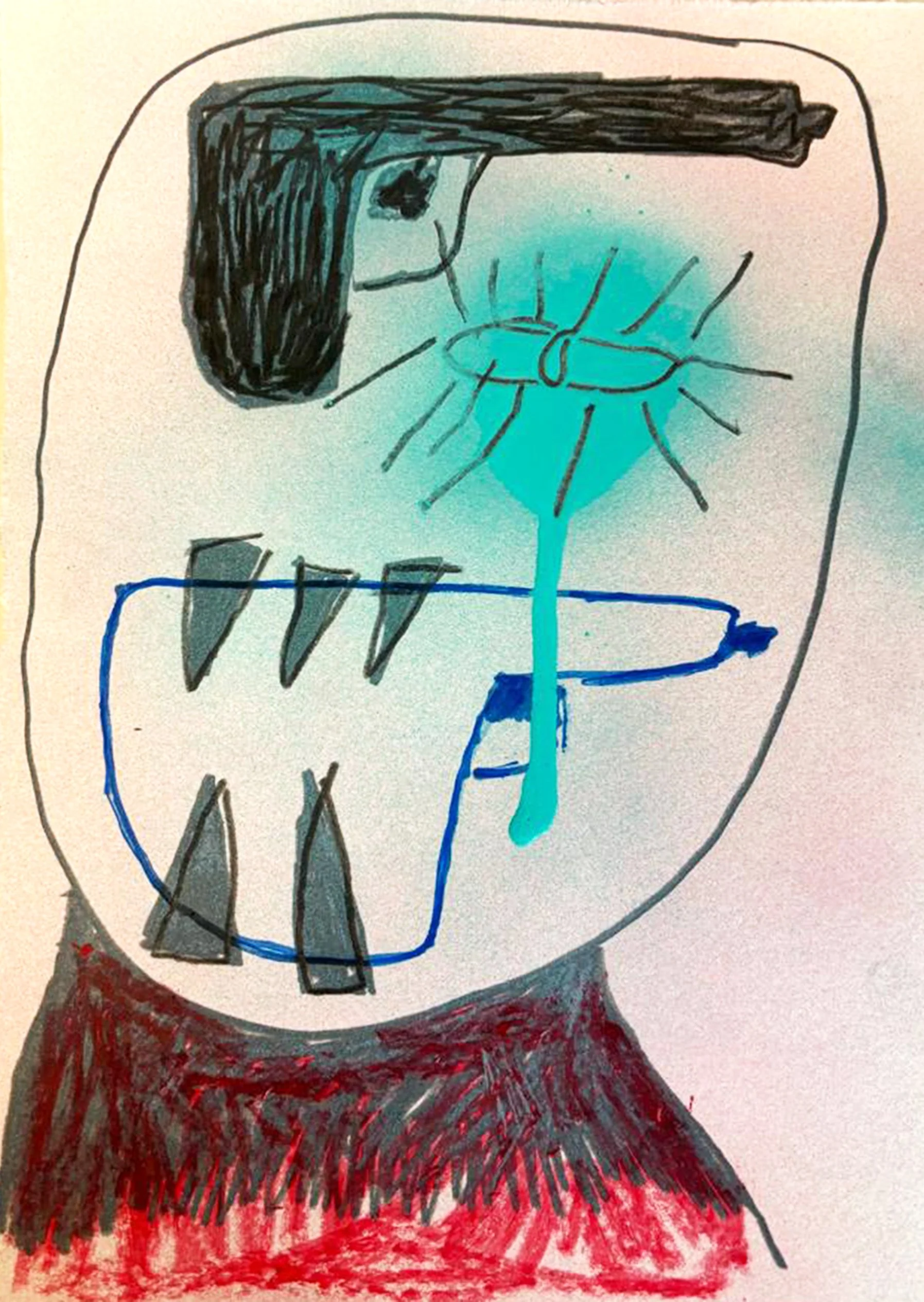 Zeichnung, 2026, Mixed Media auf Papier - H 36 cm x B 26 cm
