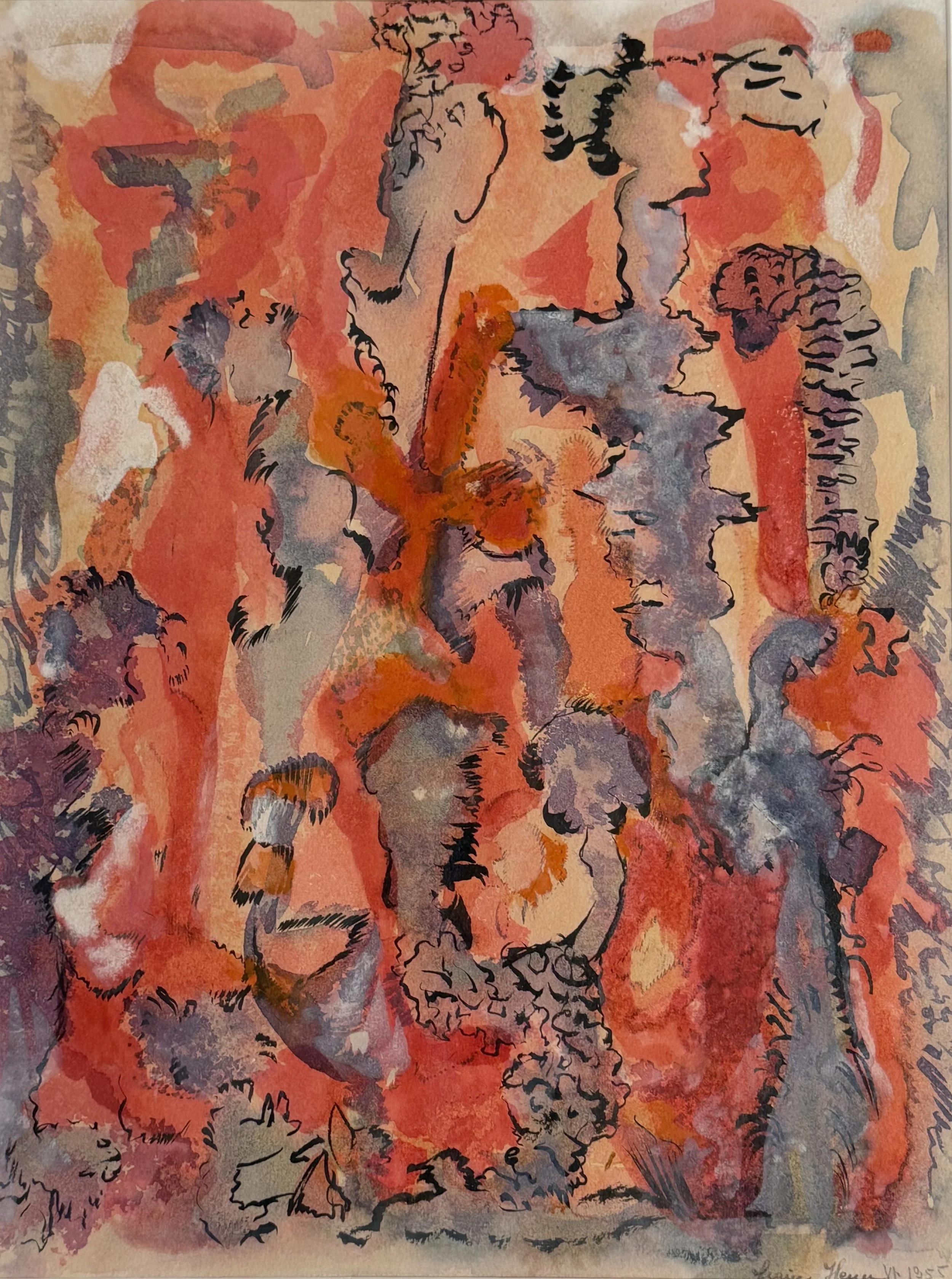 Ohne Titel, 1955, Wasserfarben und Tusche auf Papier - H 41 cm x B 30 cm