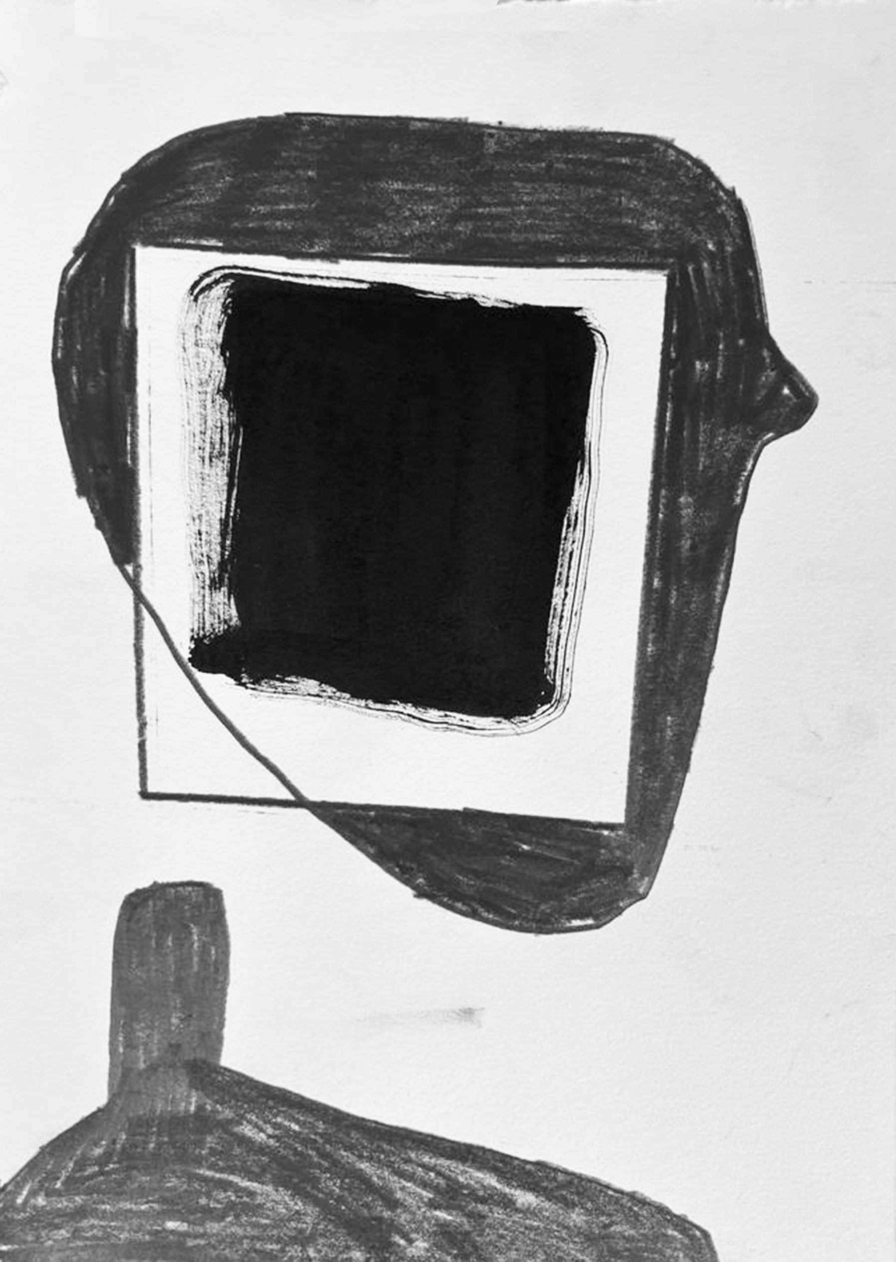 Zeichnung, 2026, Mixed Media auf Papier - H 36 cm x B 26 cm