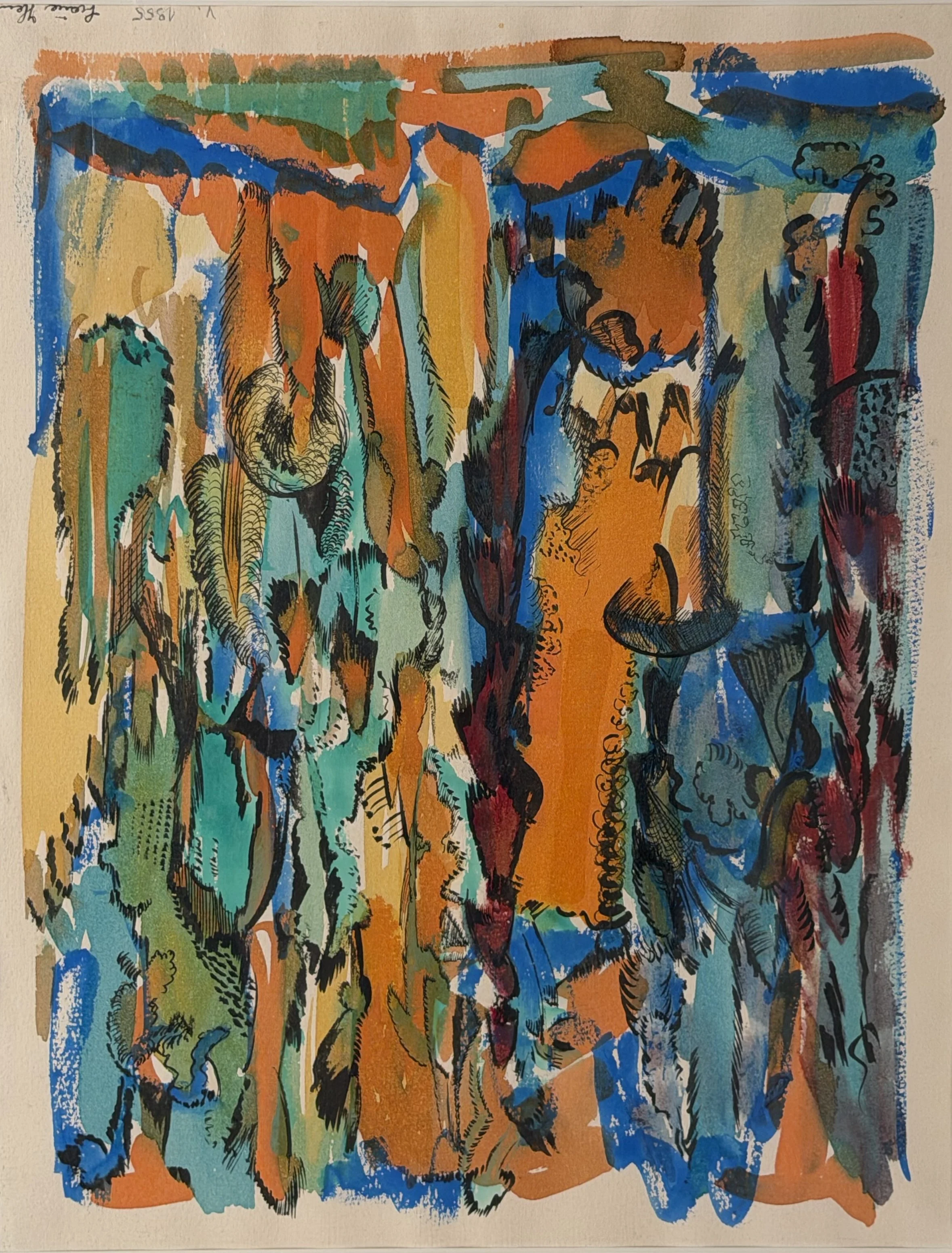 Ohne Titel, 1955, Wasserfarben und Tusche auf Papier - H 39.5 cm x B 30.5 cm