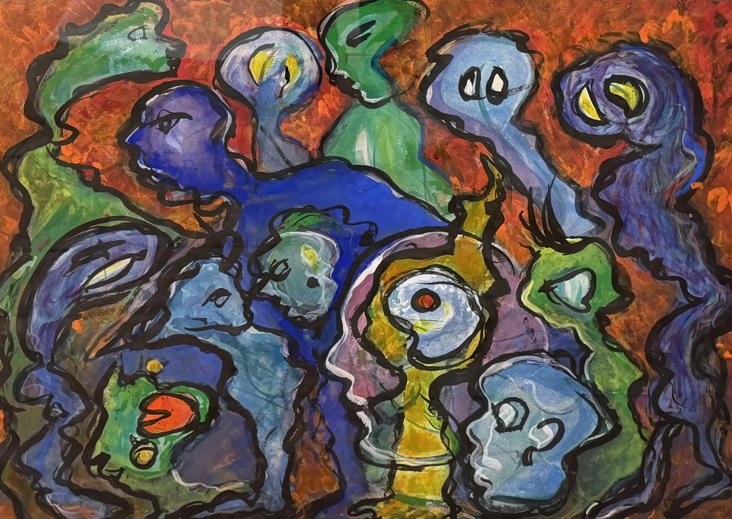 Aufbruch, 1965, Wasserfarben und Tusche auf Papier - H 49 cm x B 64 cm