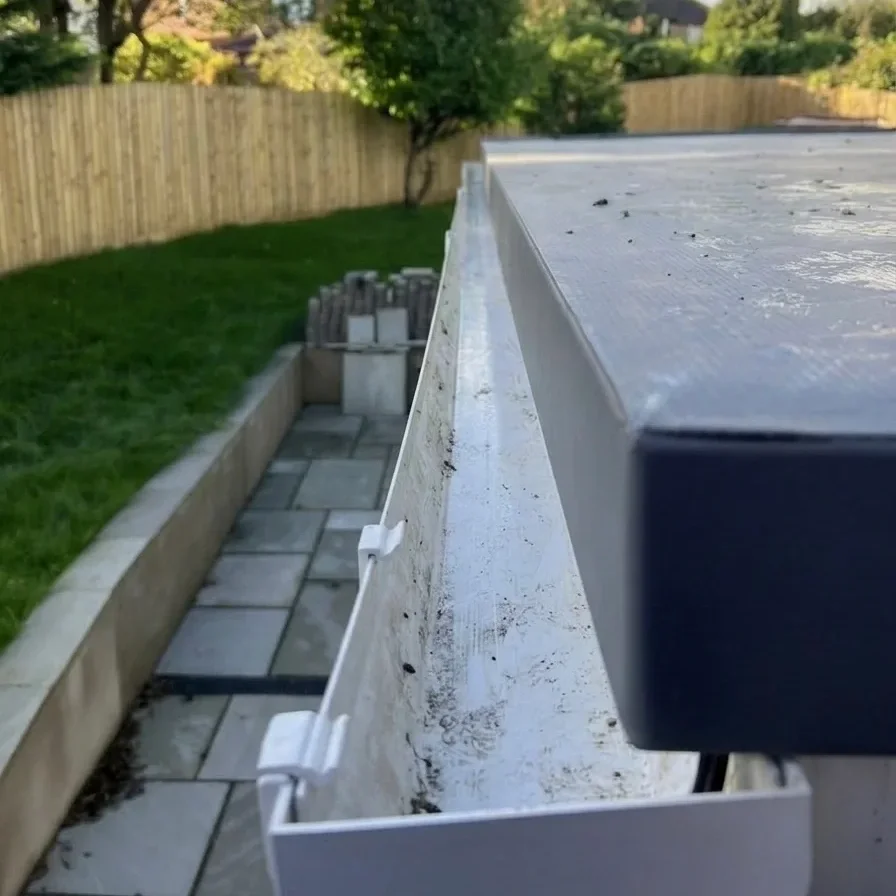 Clean gutter showing clear channel