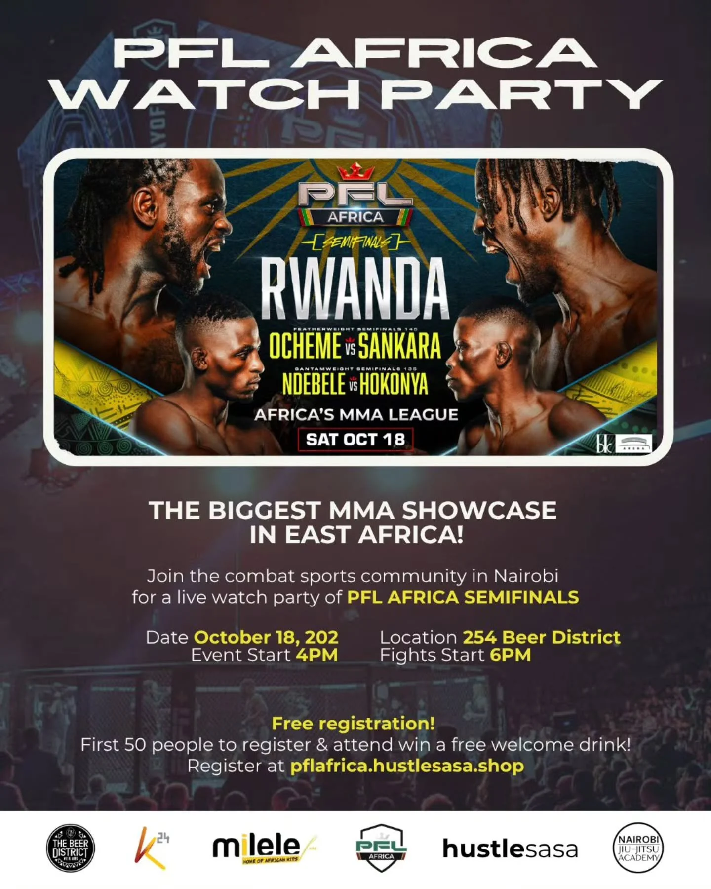 🚨 EAST AFRICA MMA HISTORY ALERT! 🚨

The Professional Fighters League (PFL) @pflafrica is bringing the biggest-ever MMA showcase to East Africa on October 18, 2025, in Kigali, Rwanda! You don't want to miss this! 🌍🔥

Can't fly to Kigali? We've got