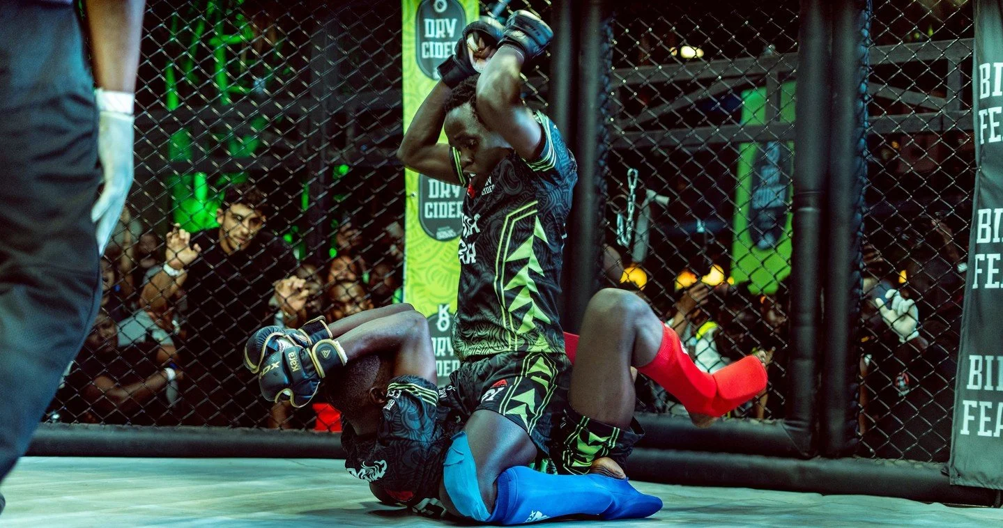 RAW POWER. 😤⁠
⁠
The Bantamweight clash between Hassan Muhammed (@waswa_hassan_muhammed) and Franklin Kimani (@fran.kie6101) was a mauling.⁠
⁠
Hassan brought relentless aggression, using raw power to control the ground game and constantly rain down h