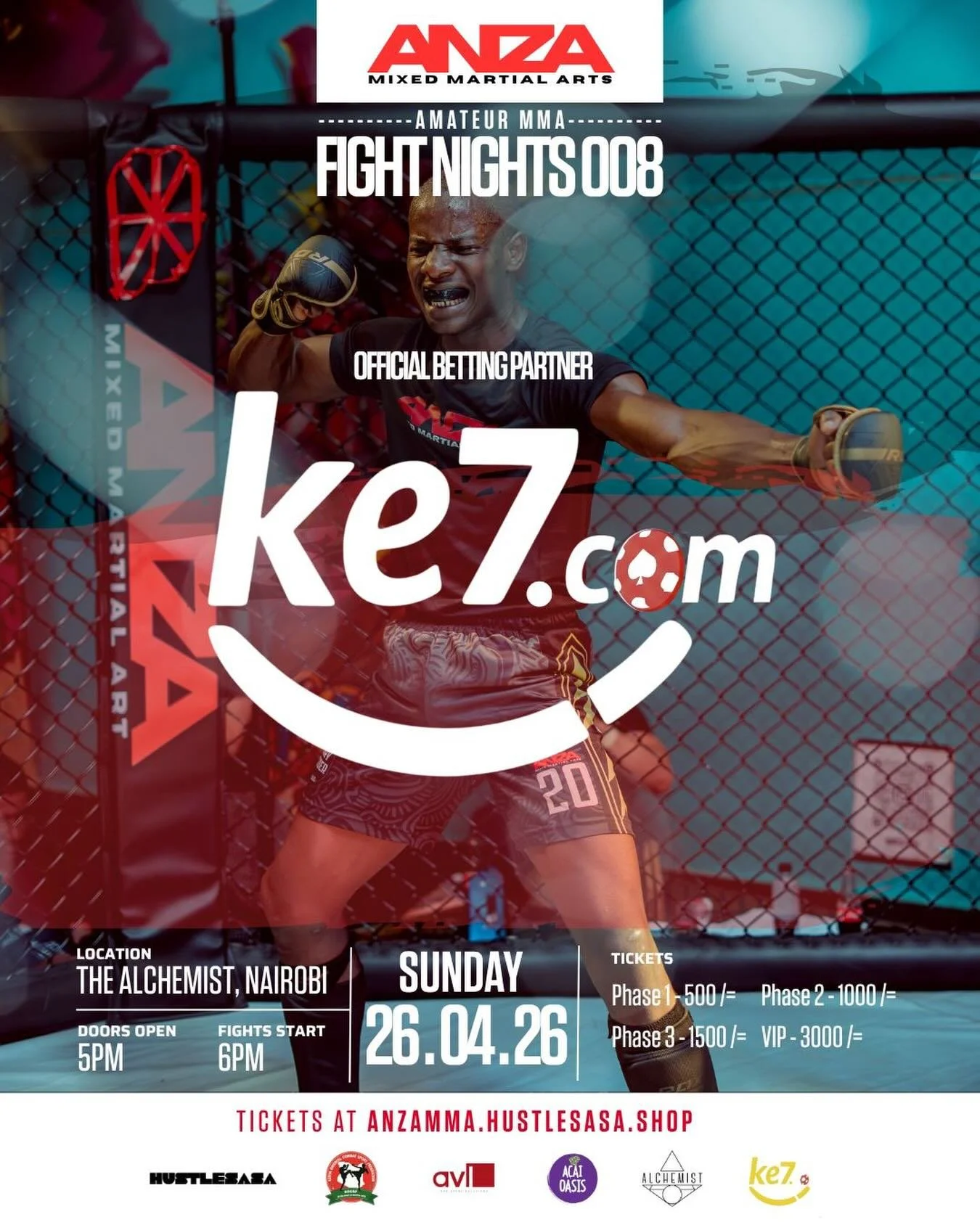 ANZA MMA x @ke7official. Two Kenyan brands. One big night. 🤝

We&rsquo;re proud to welcome KE7 as a partner for Fight Nights 008. Kenya&rsquo;s home of MMA and Kenya&rsquo;s own betting platform &mdash; coming together to put East African sport on t