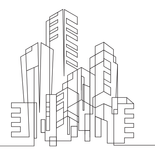 Linee di skyline di grattacieli in stile minimalista
