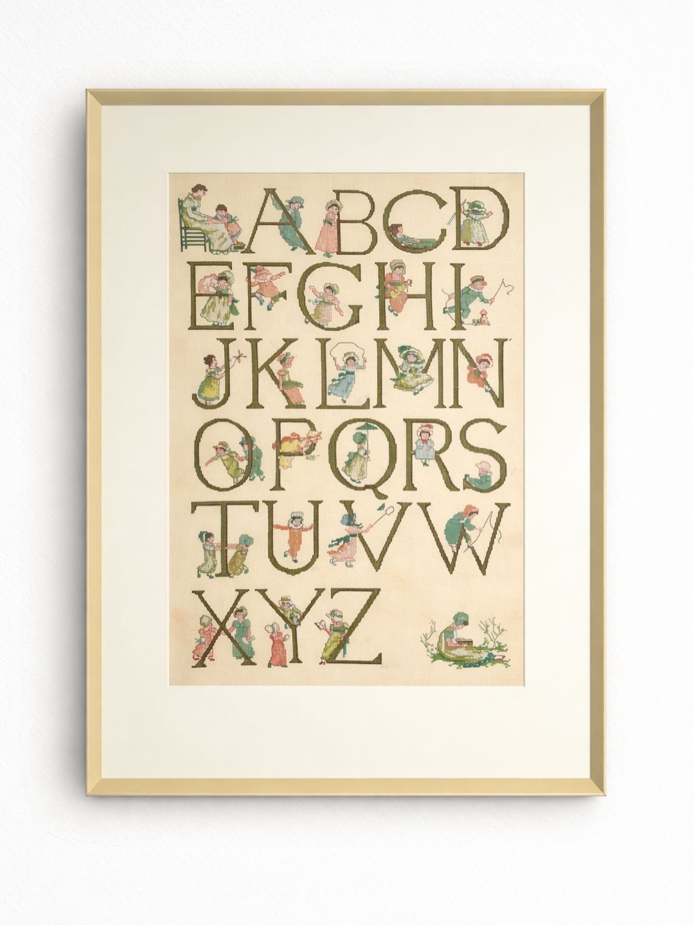 Een ABC-tje! Dit borduurwerk van minstens 50 jaar oud heeft nu een prachtige lijst. 

Afmeting 63 x 83

#borduurwerk #lijstenmakerij #handwerk #ingelijst #passepartout