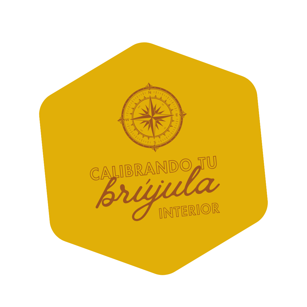 Logo del programa “Calibrando tu brújula interior” de Inwards, con ilustración de una brújula sobre fondo mostaza.