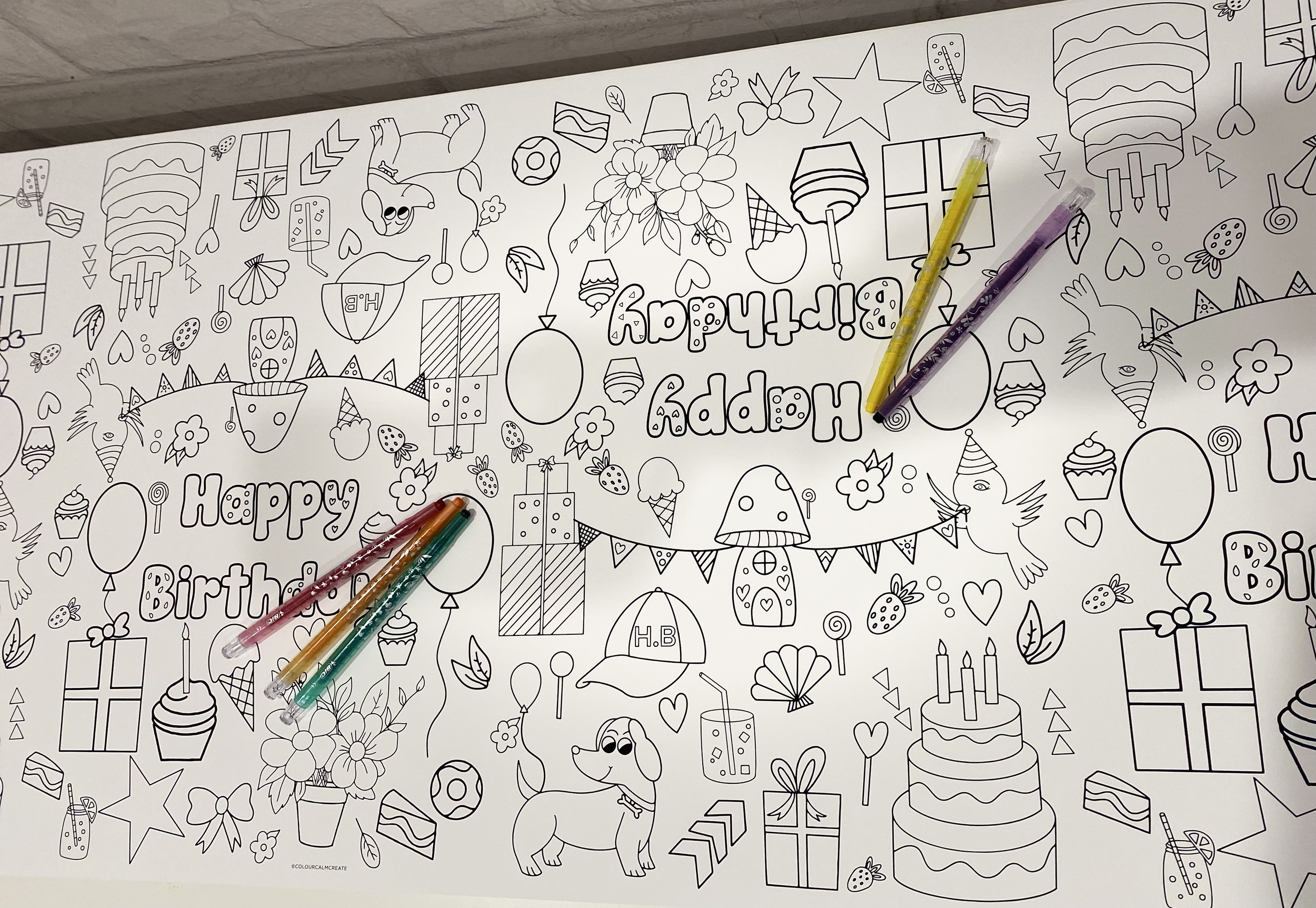 Colouring-in fun for all. Happy birthday colouring in roll