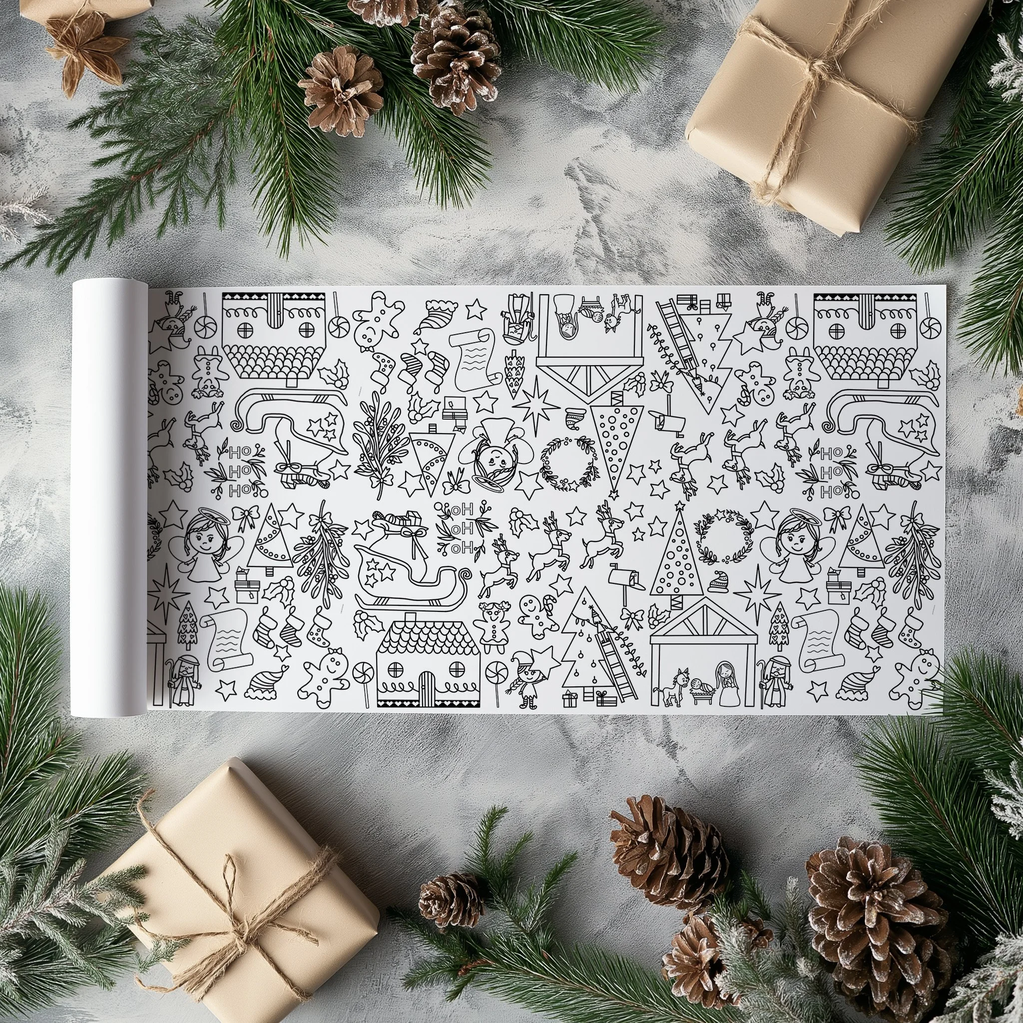 Christmas/ Halloween holiday colouring in bundle on meters of colouring in paper