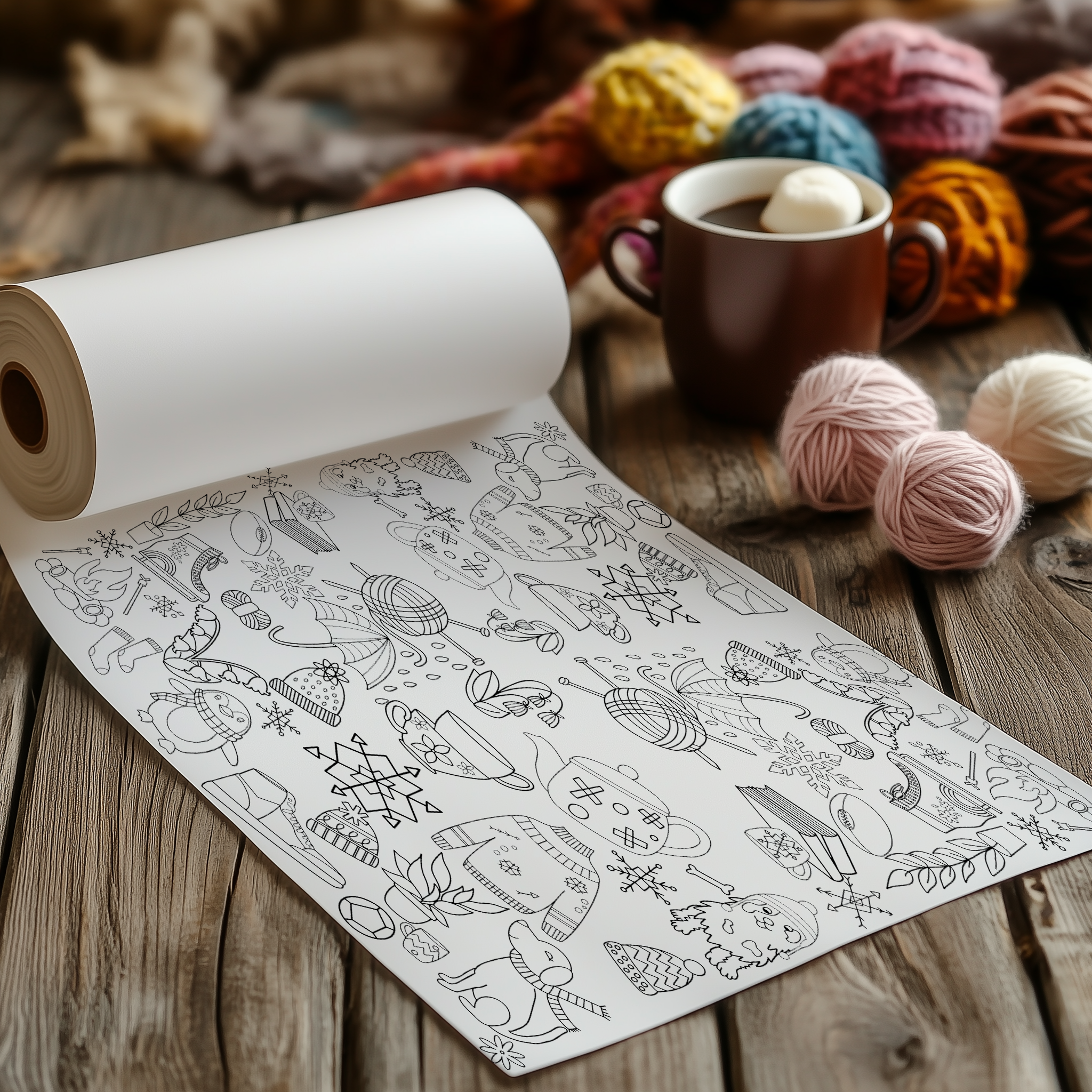 Winter colouring in roll