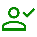 Icona di una persona con un segno di spunta, rappresentando approvazione o conferma