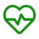 Cuore verde con linea di elettrocardiogramma