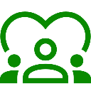 Schermata di una videoconferenza con tre persone, rappresentata da icone verdi.