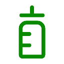 Simbolo di una bottiglia di liquore o idroalcolico verde con tappo