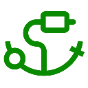 Icona di un'ancora verde con catena