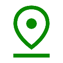 Simbolo di localizzazione verde su sfondo nero