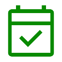 Calendario verde con segno di spunta