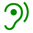 Immagine di un’icona di un orecchio stilizzato con onde sonore