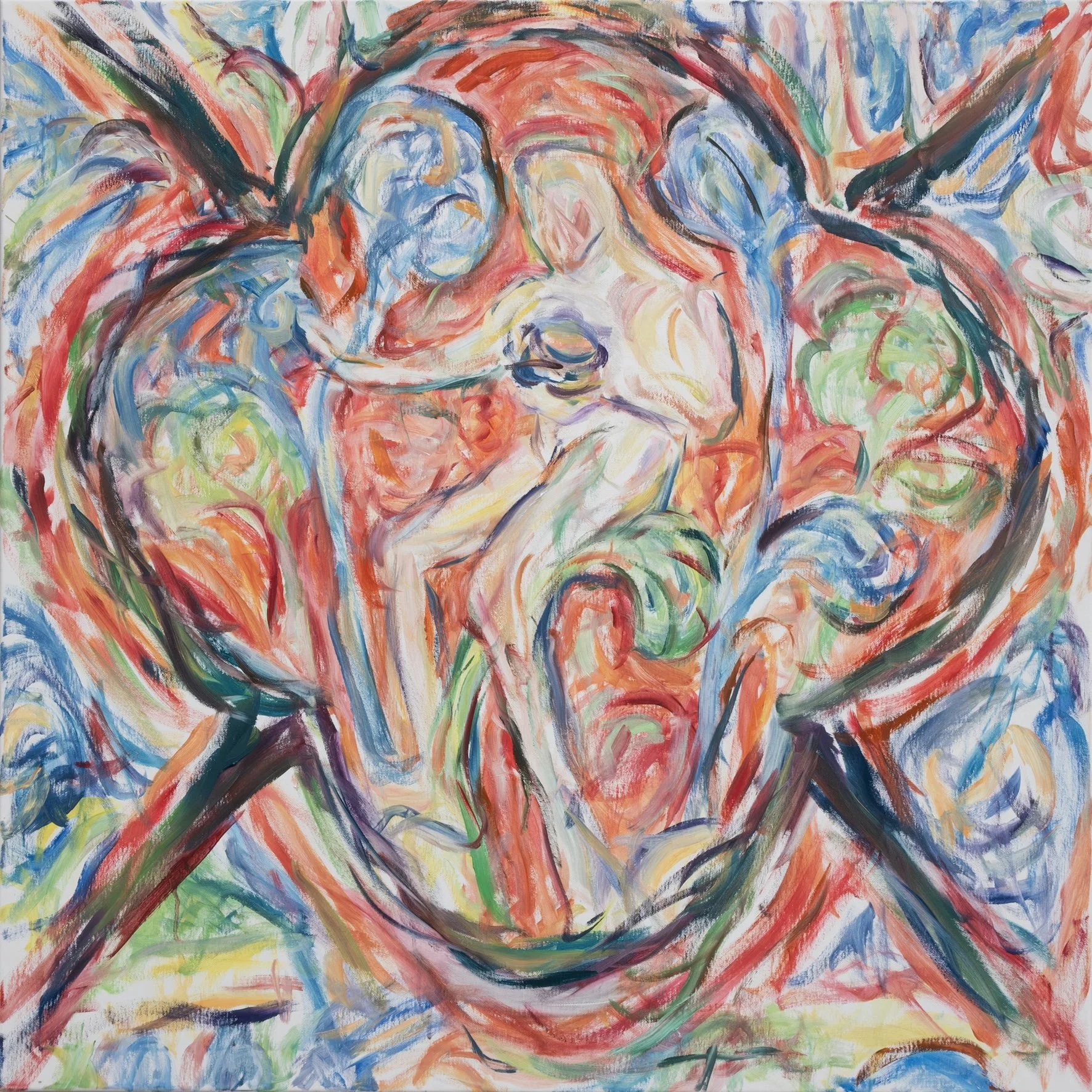 Creation of Adam, Stained Glass Study in Oil Paint