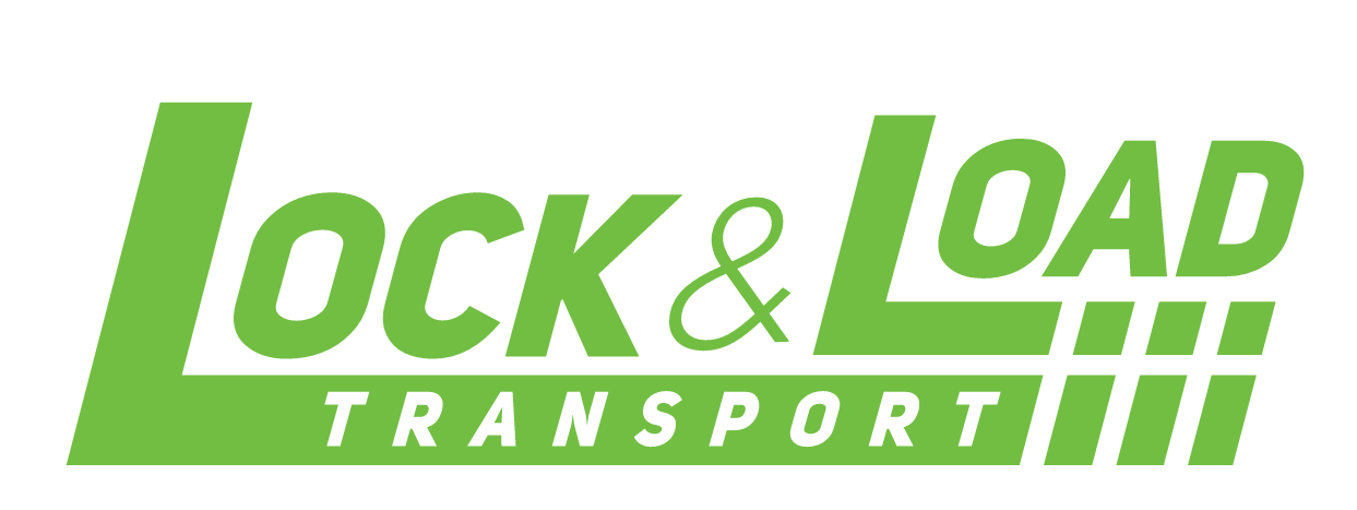 Logo for Lock & Load Transport in green and white, with stylized text and graphic elements.