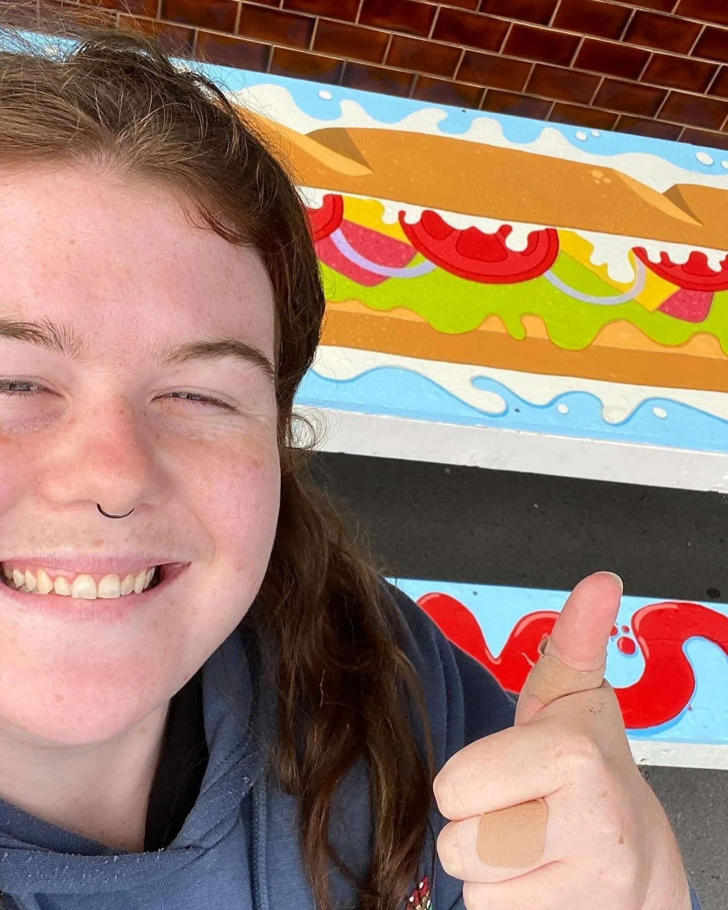 Kate paints&hellip;. A PICNIC TABLE!
I got the awesome opportunity to paint a picnic table for @nzfringe 
This table is inspired by the show I&rsquo;m currently designing, Sandwich Artist (which runs from the 6-9th March at @teauaha)

Here is the fin