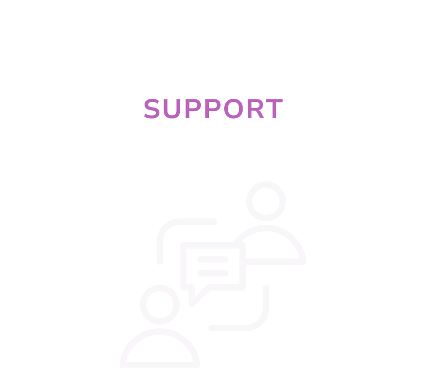 Text reading "Consultancy Support" with line art of two people talking with speech bubbles in the center.