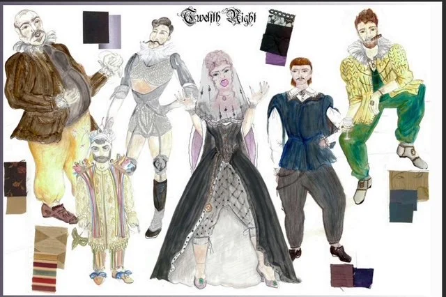 Twelfth Night - Costume Grouping - water colour and pen