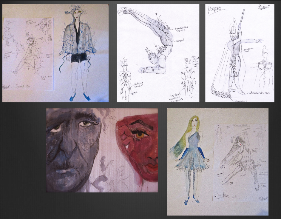 character mood board and costume technical sheets