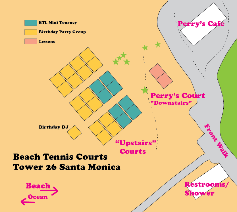 Tower 26 Santa Monica Beach Tennis Courts Map for March 13, 2026