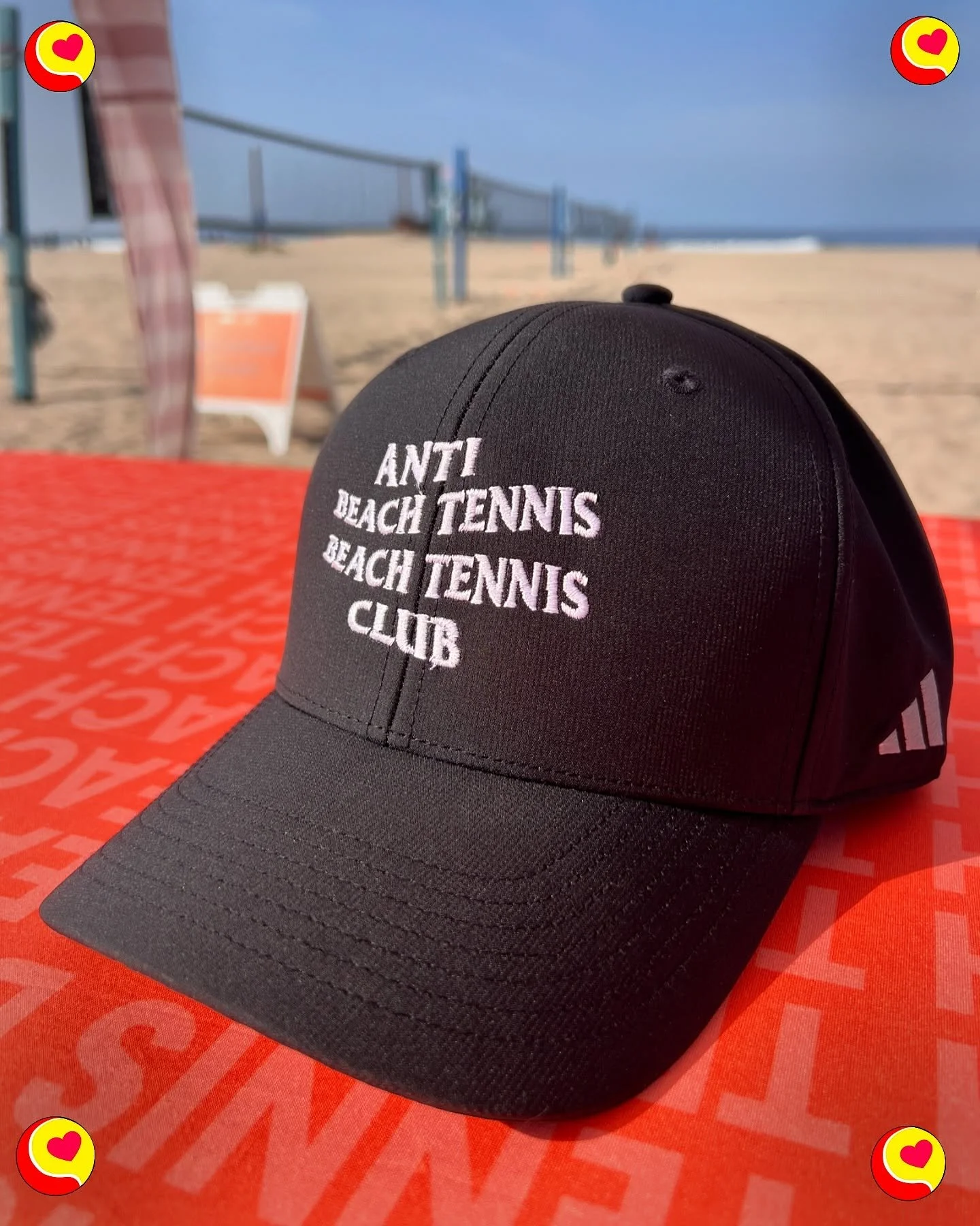 Fun embroidery test on an adidas performance hat with the "Anti Beach Tennis Beach Tennis Club" text.

Might start selling these. A lovely gift for you or a friend who loves this game that's taken over our lives! 

CALIFORNIA BEACH TENNIS!