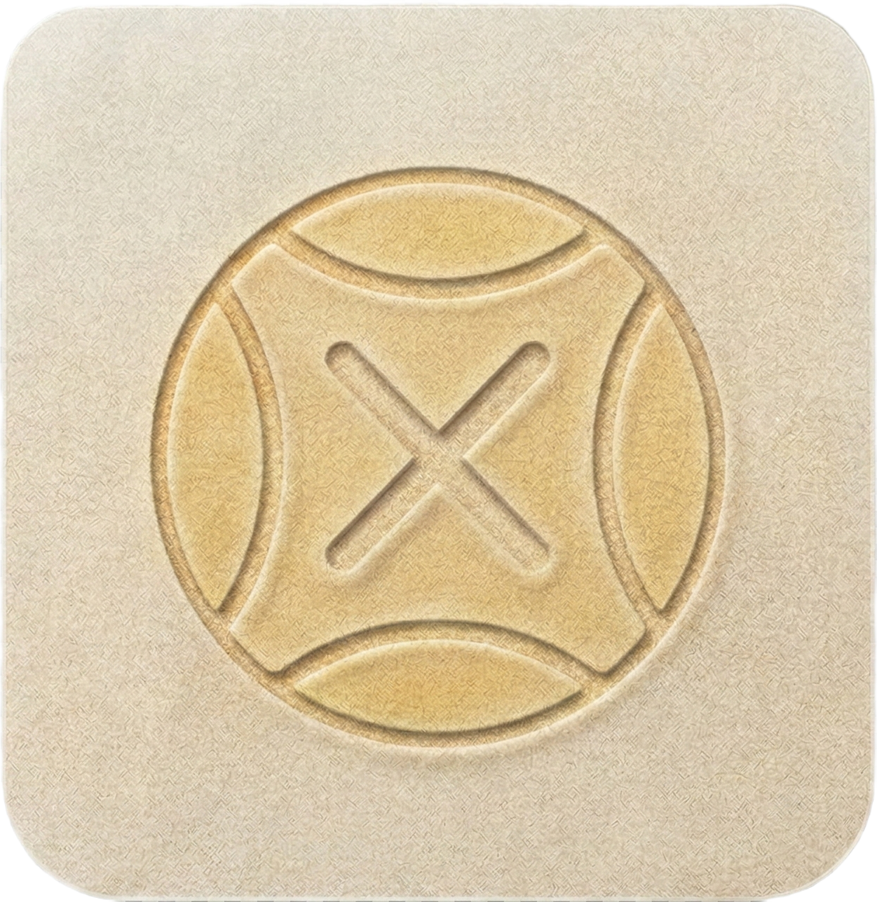 Yellow tennis ball with a red X over it, illustrating the 'No Bounce' rule in beach tennis. Icon for learning the basics of the sport.