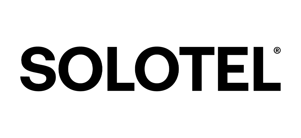 Logo for Solotel group in black on white background
