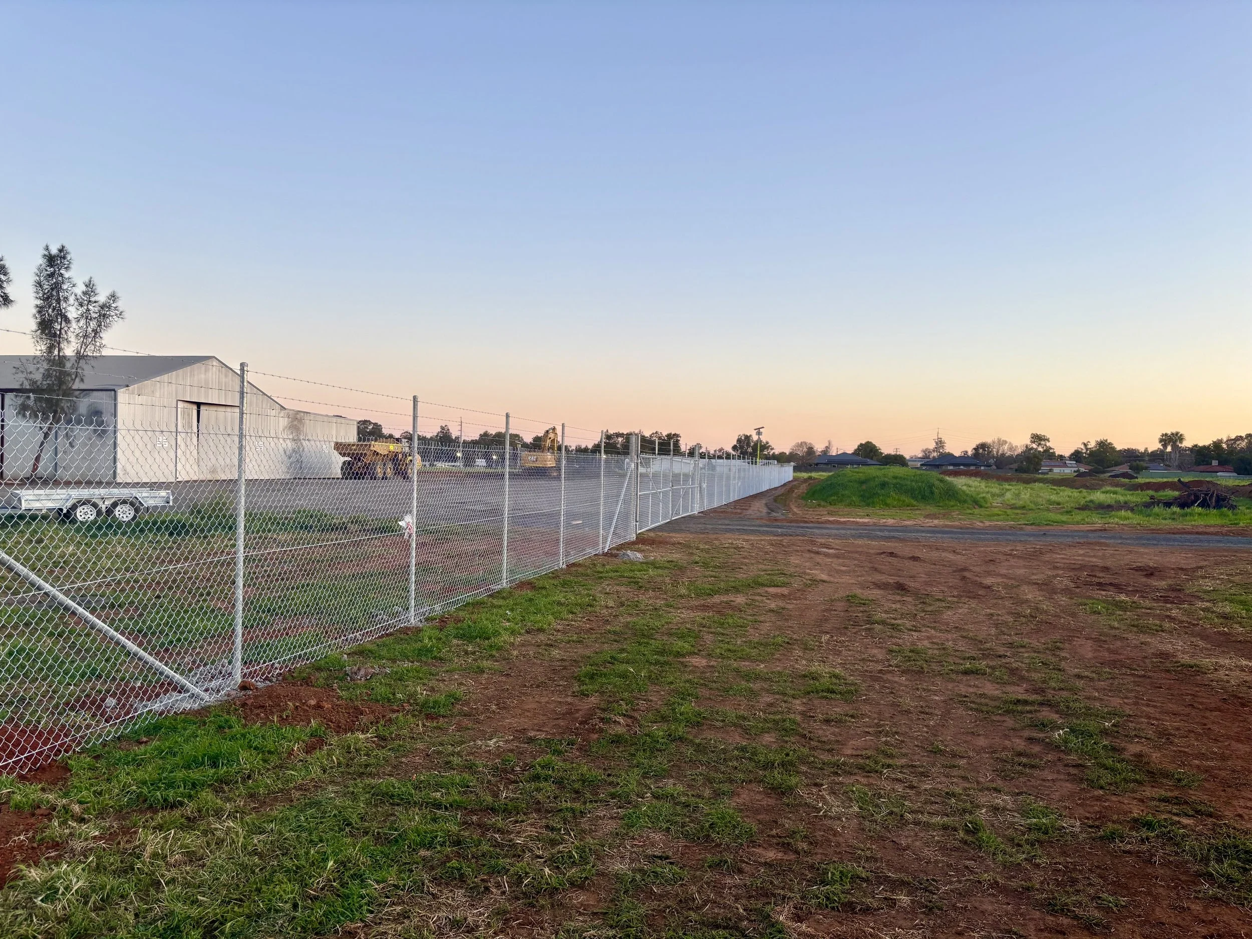 Machinery compound yard security fencing with double gate entry Northern Rivers