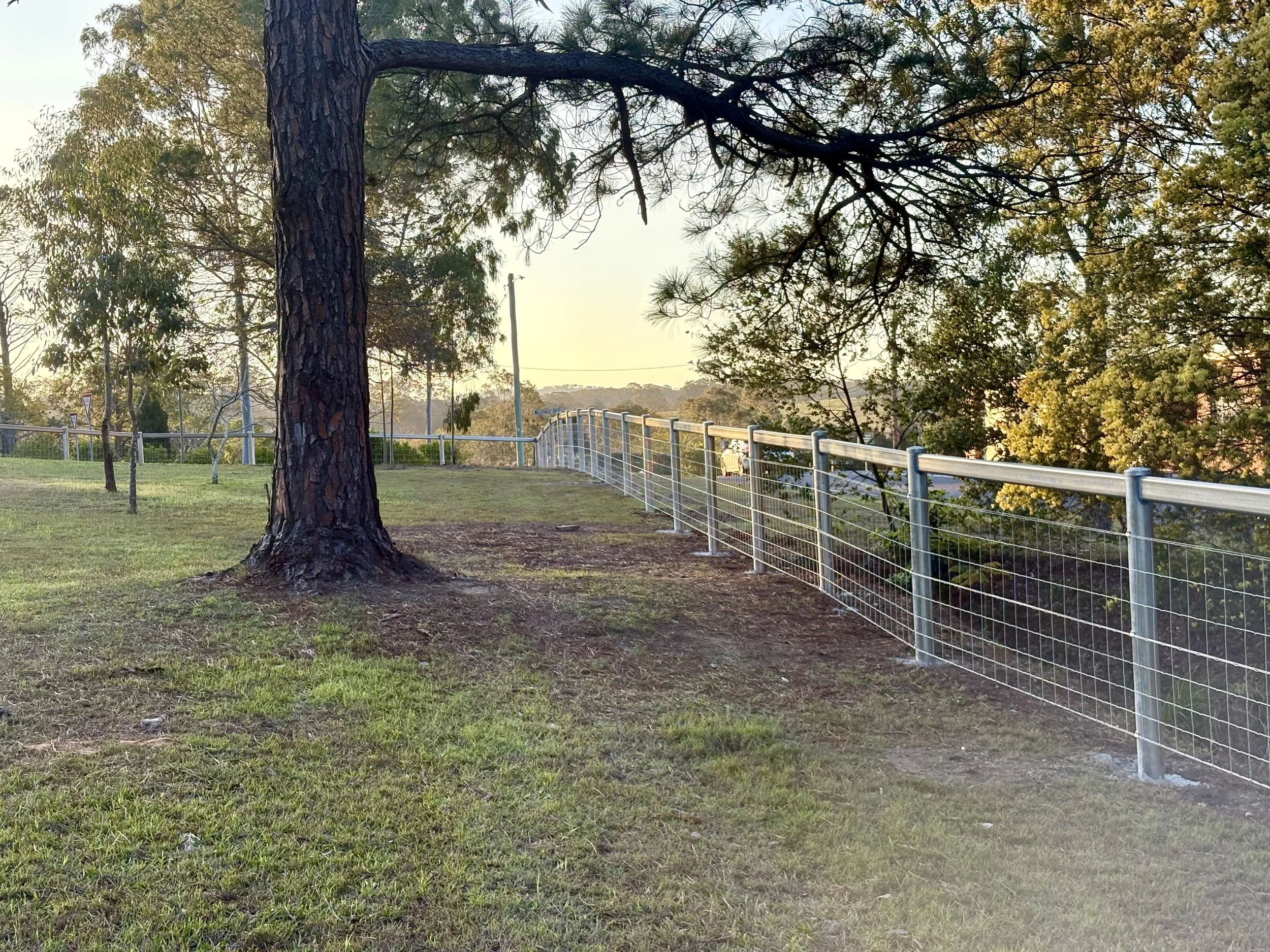 Cattle rail fence with hinge joint wire installed by TG Wheeler Contracting