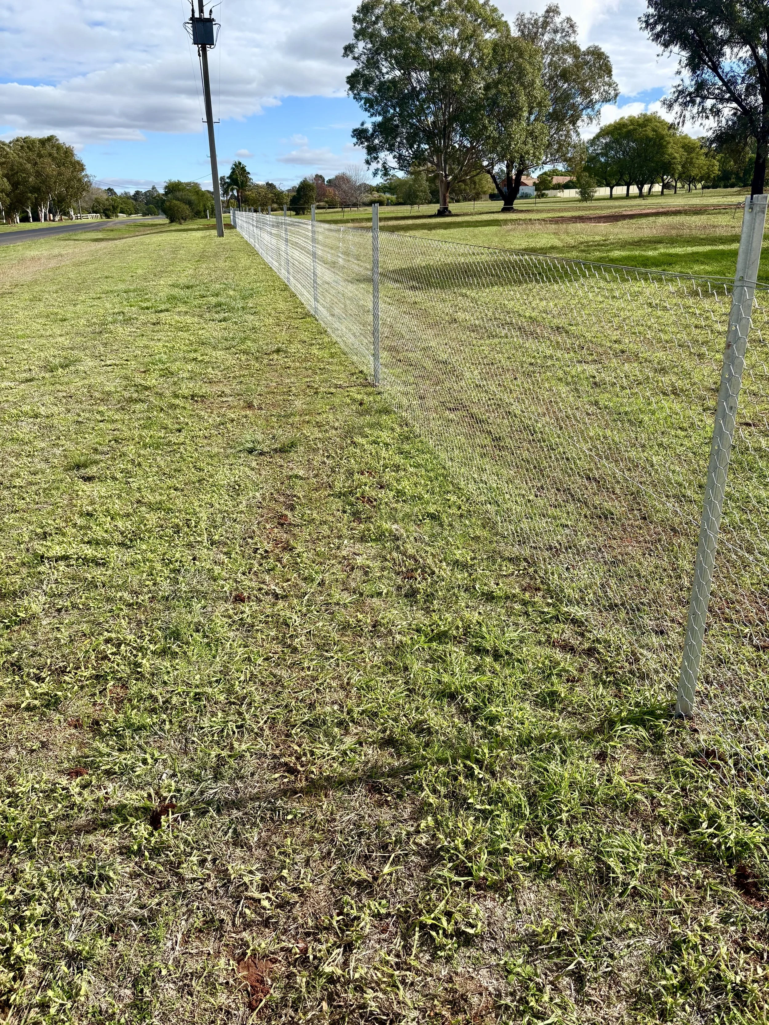 Wire netting front fence with plain wires installed by TG Wheeler Contracting