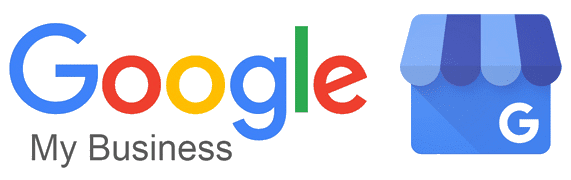 Google logo with the words 'My Business' and a blue storefront icon with a small 'G' on it.