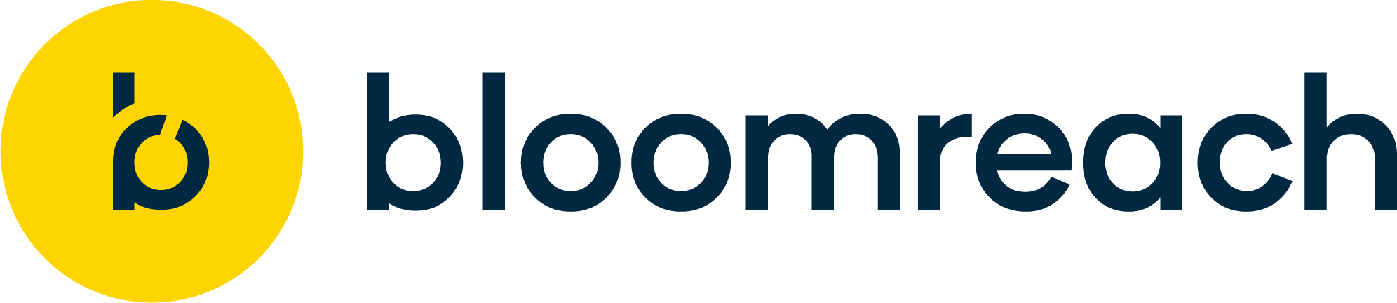 Bloomreach logo, yellow circle with a lowercase 'b' in the center, followed by the word 'bloomreach' in dark blue text.
